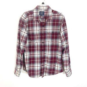 American Eagle Men's Plaid Long Sleeve Button Up Collared Flannel Shirt Size L